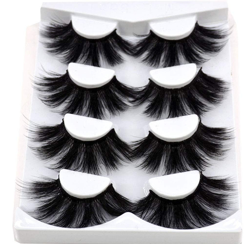 HBZGTLAD NEW 4 Pairs 3D Mink Hair False Eyelashes Criss-cross Wispy Cross Fluffy