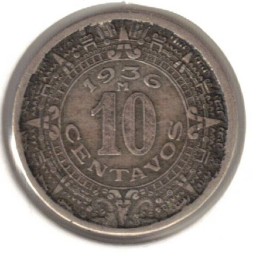 1936 Mexico Circulated Ten Centavo Coin