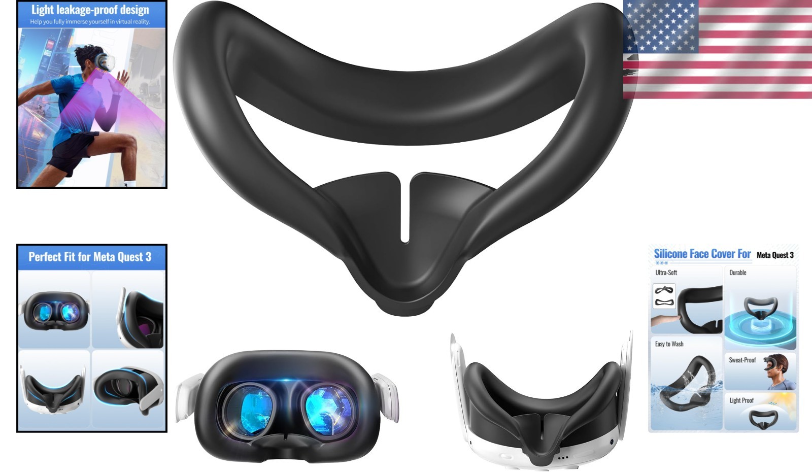 Silicone Face Pad for Meta Quest 3: Sweat-Proof, Easy Install & Maximum Comfort