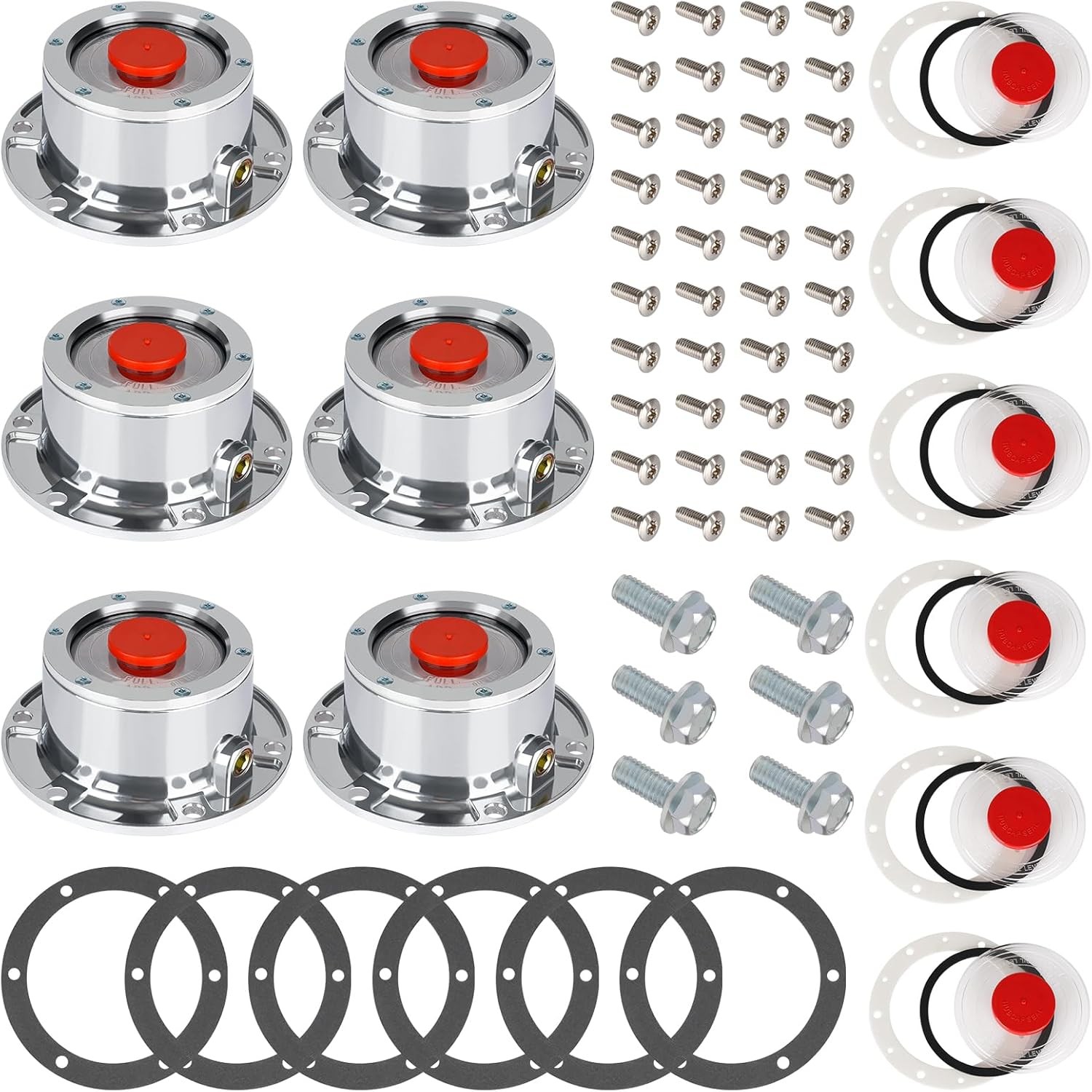 6 Pack 343-4009 Trailer Hub Caps with Oil Window Cover Kit 6 Set 343 6PCS SET