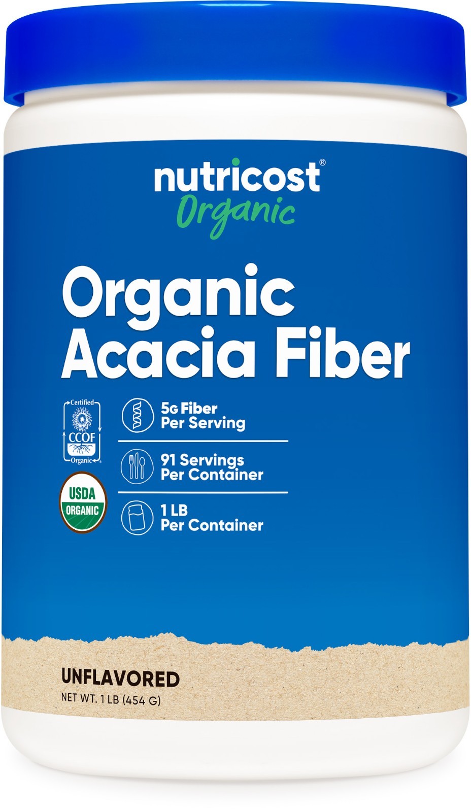 Nutricost Organic Acacia Fiber Powder (1 LB) Unflavored - USDA Organic