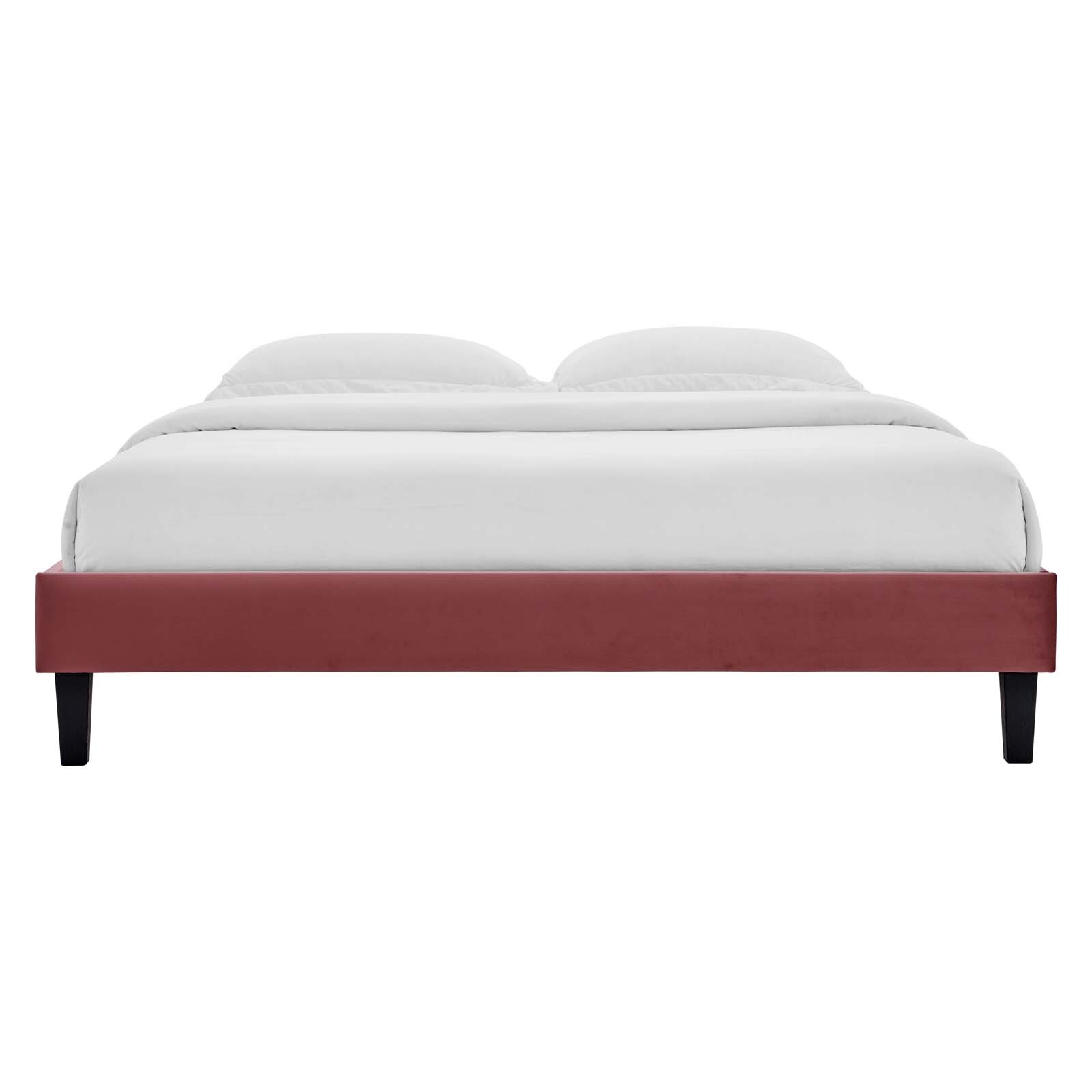 Modway Reign Performance Velvet Twin Platform Bed Frame in Dusty Rose
