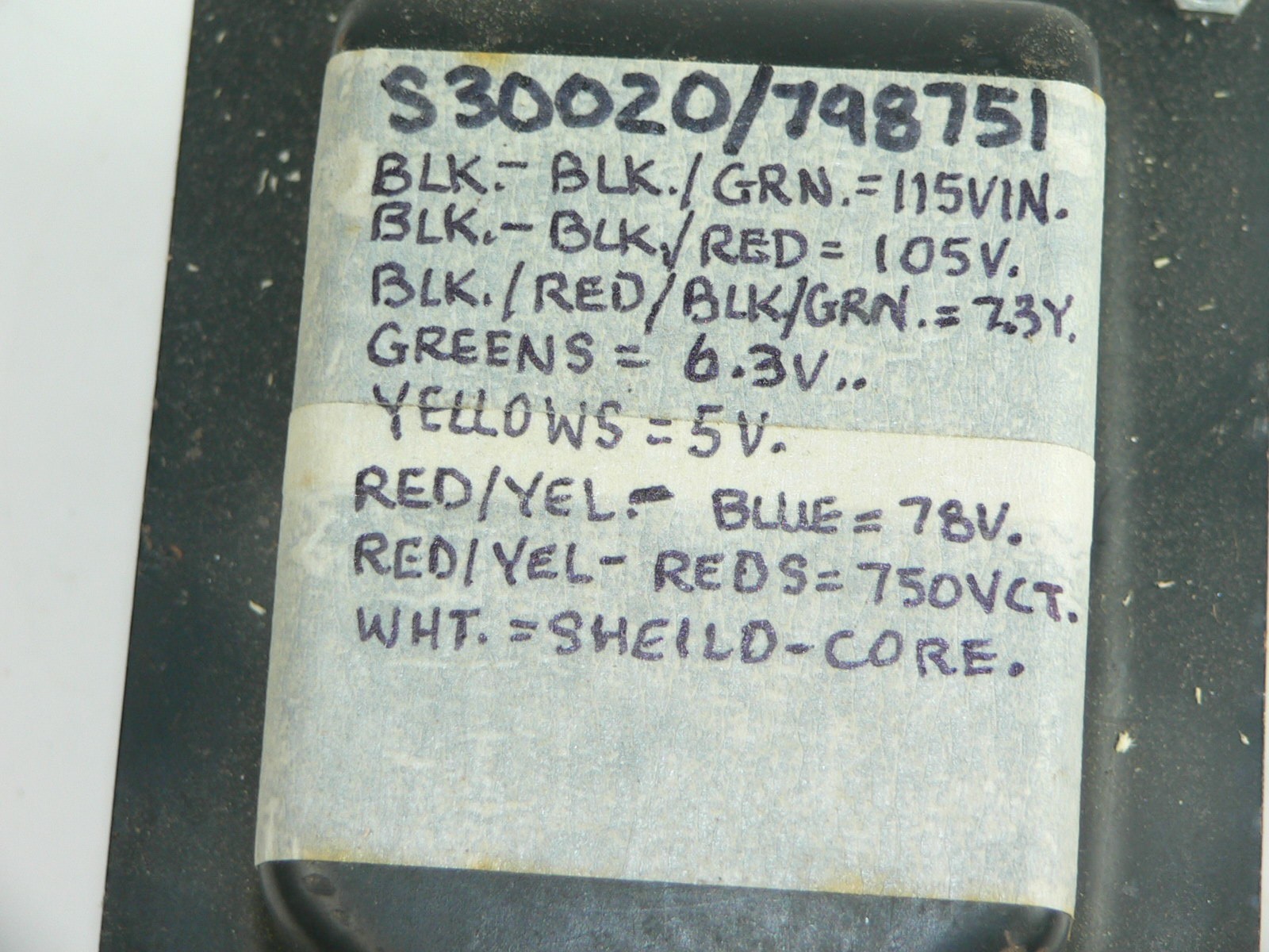 1 S30020 Power Transformer--Tests good-Eico