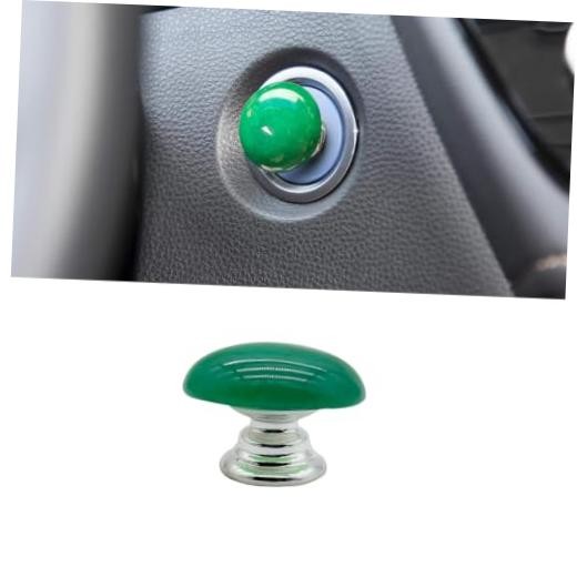 Crystal Car Push Start Button Cover,Boho Gem Stone Engine Ignition Dark Green