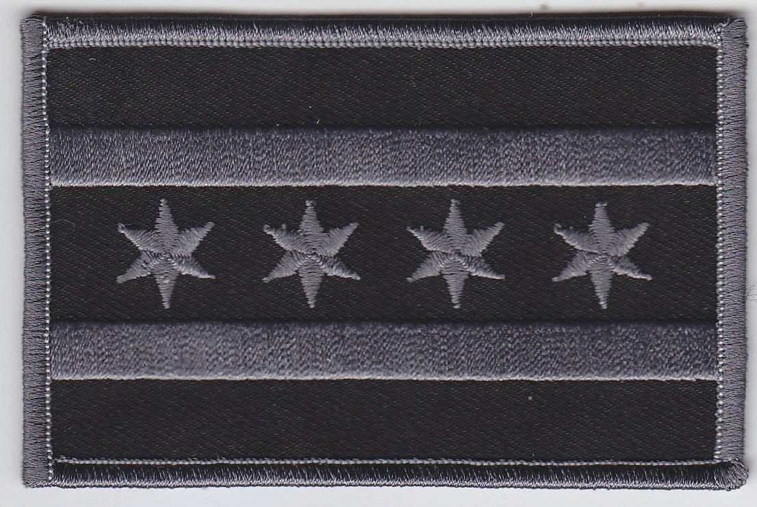City of Chicago Flag Illinois police Patch SUBDUED BLACK/GREY