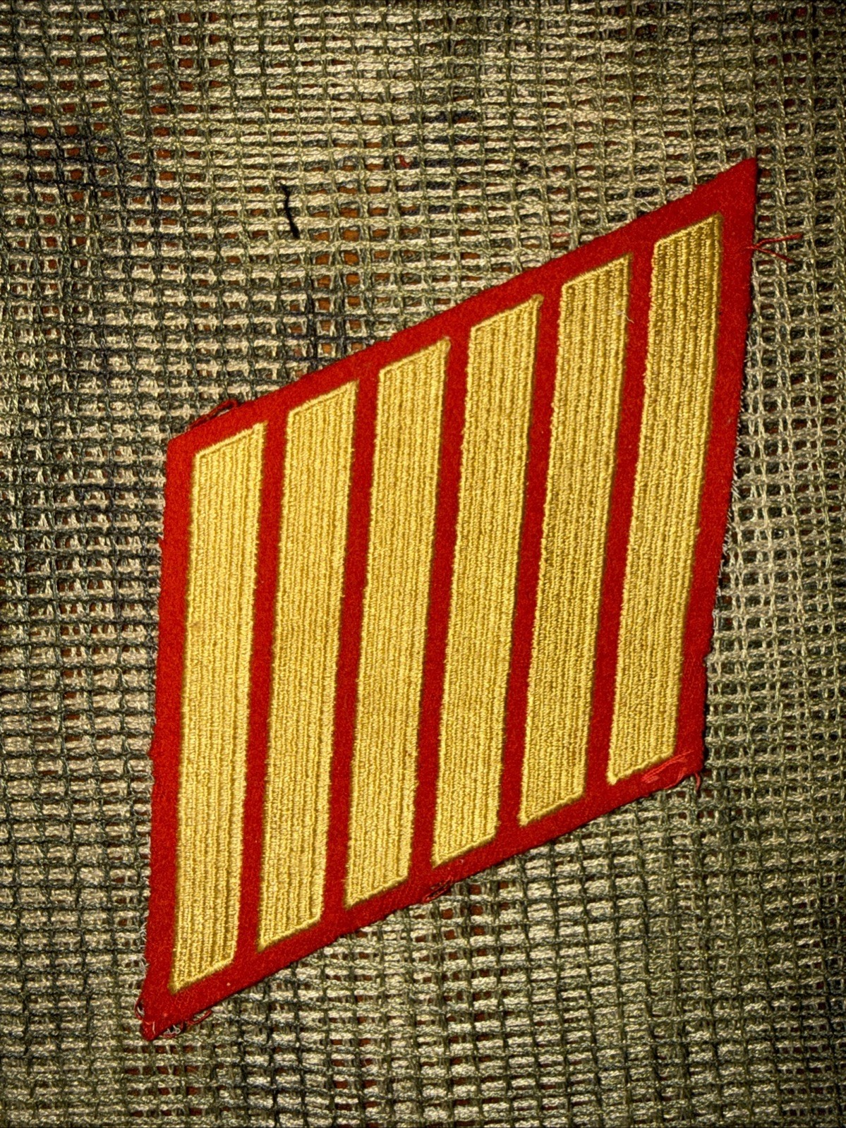 US Marine Corps Male Service Stripes 24 Years Olive On Scarlet Sewn Single Patch
