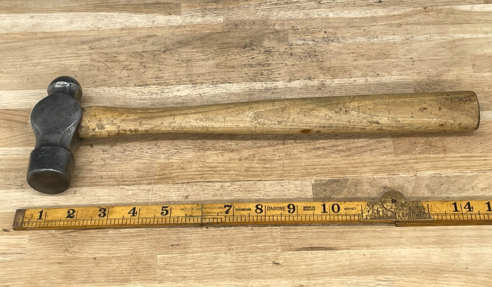 Vintage STANLEY 1-1/2lb Ball Pein Hammer Engineer Blacksmith Tool