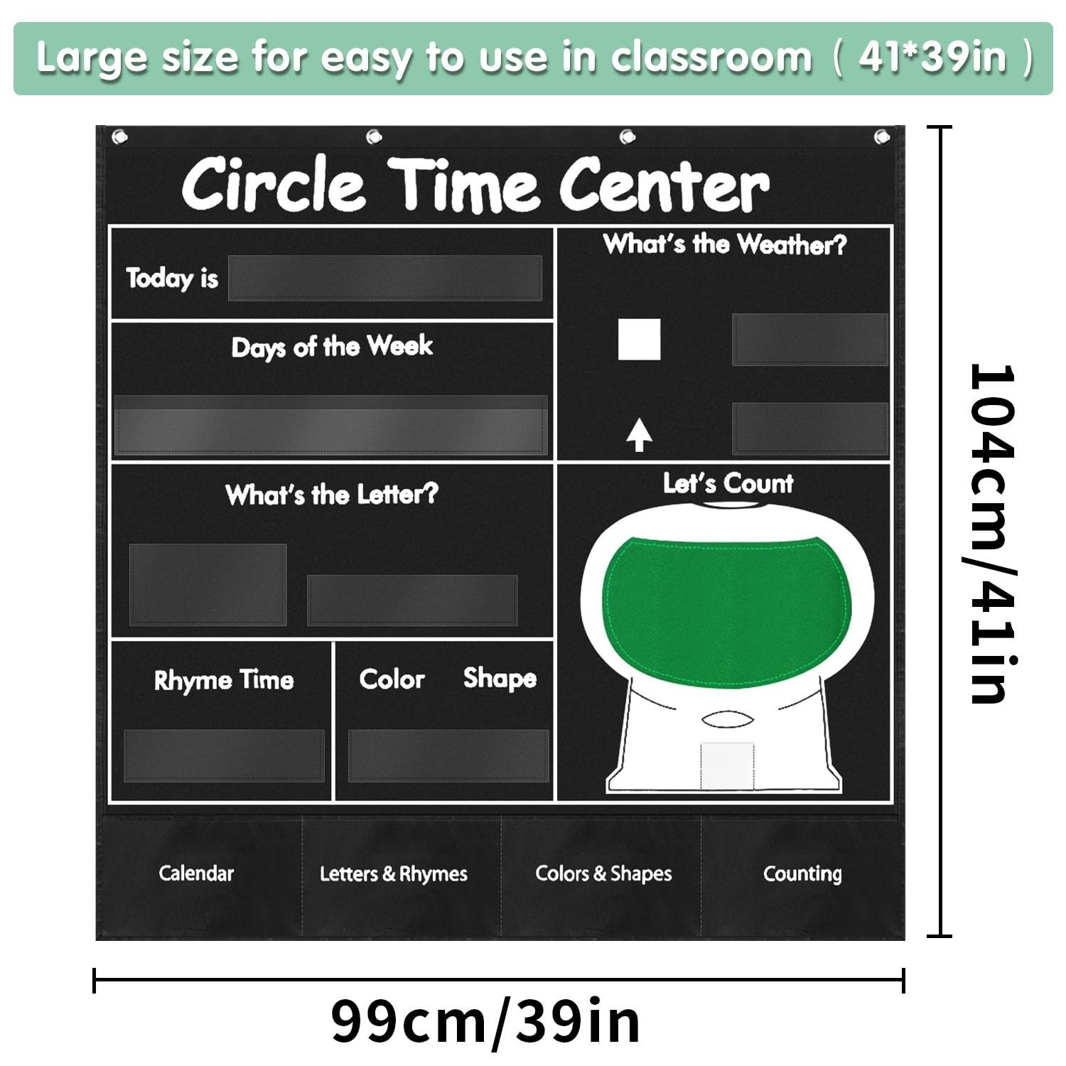 Circle Time Learning Center Pocket Chart, Calendar for Classroom, Educational...