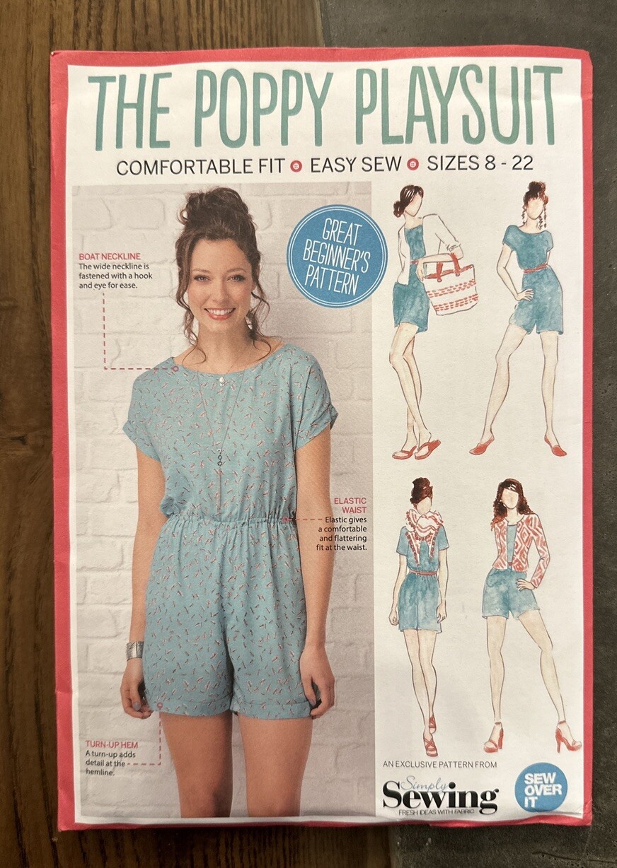 SIMPLY SEWING Magazine The Poppy Playsuit Pattern - Uncut BRAND NEW! Sizes 8-22