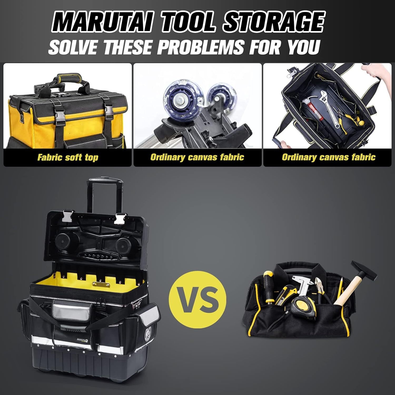 MARUTAI 18‘’ Rolling Tool Kit with Wheels, Tool Bag Organiser.