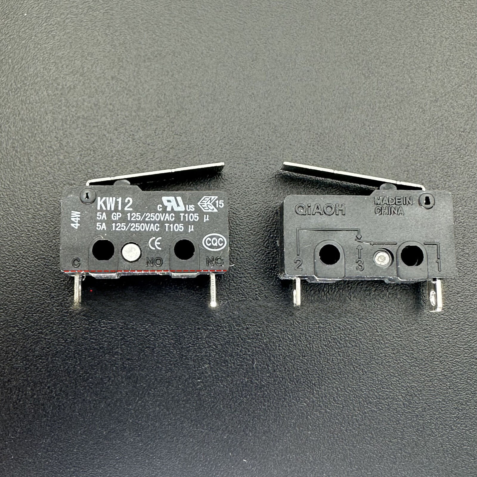 2PCS Qiaoh KW12 Micro Switch 2 Pins 5A 125/250VAC With Rod (Normally Close)
