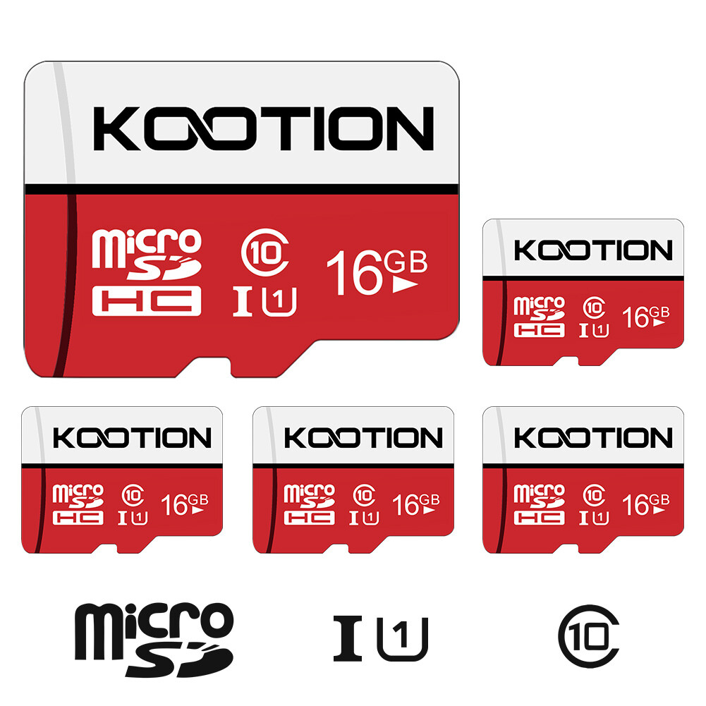 KOOTION 5pcs 16GB Micro SD Card Ultra SDHC C10 TF Cards For PC Camera Red