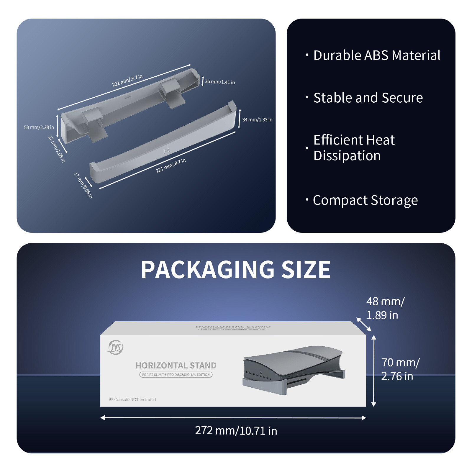 Disc Digital Horizontal Stand Placement Bracket For Sony PS5 Pro/Slim Console US