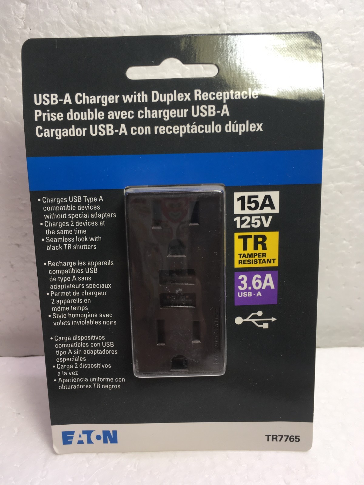 Eaton TR7765 Oil Rubbed Bronze USB Charger Duplex Receptacle NIP