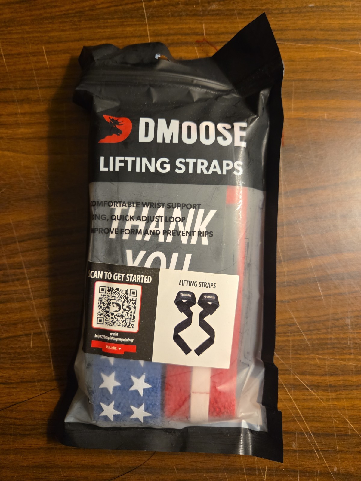 DMoose American Flag Neoprene Padded Lifting Straps for Weightlifting