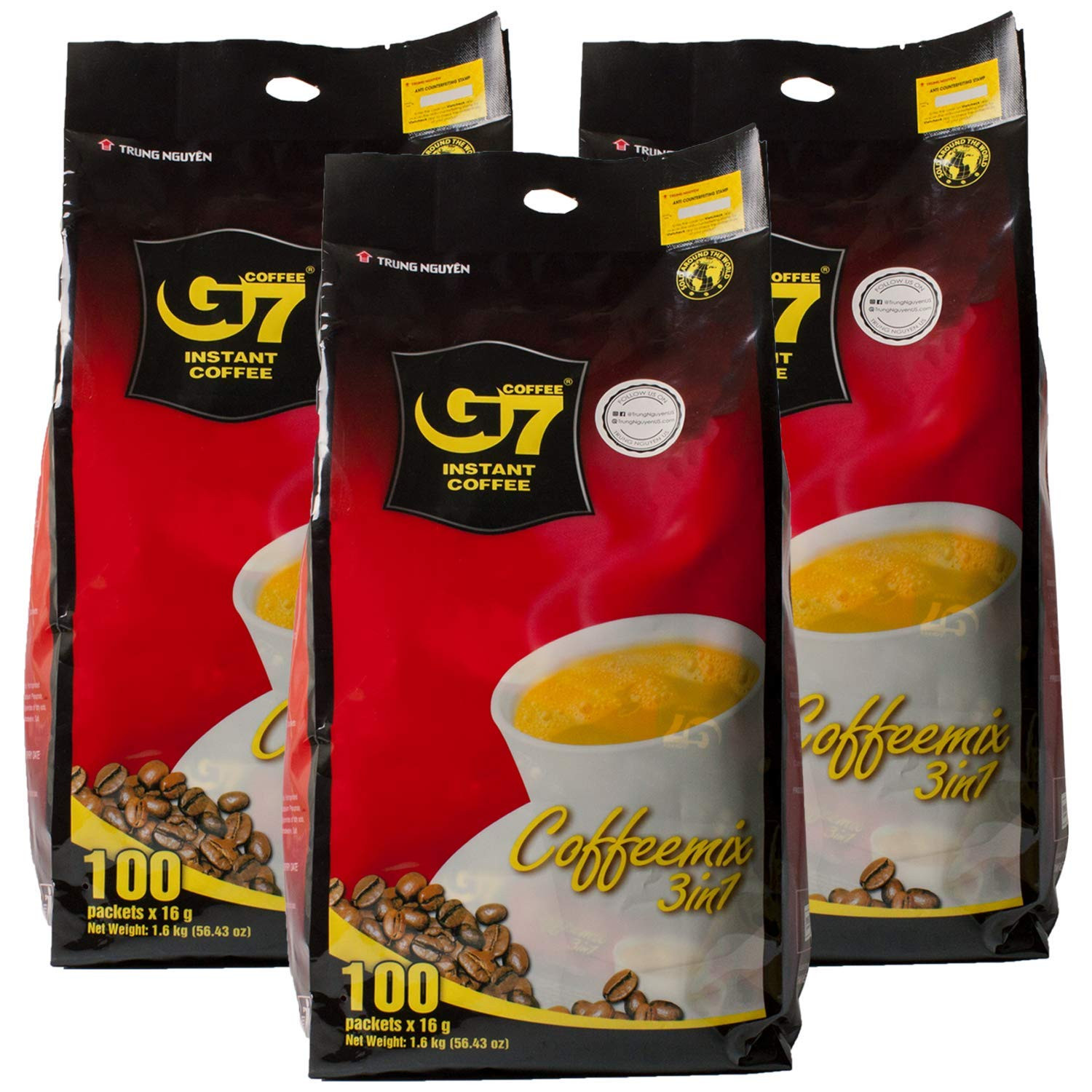 — G7 3 in 1 Instant Coffee — Roasted Ground Coffee Blend W/Non-Dairy Creamer and