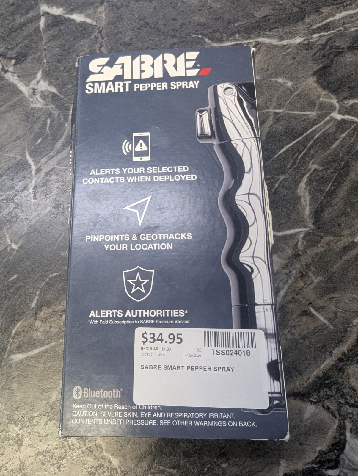 SABRE SMART Pepper Spray with Bluetooth GPS Continuous Tracking Free Text Alerts