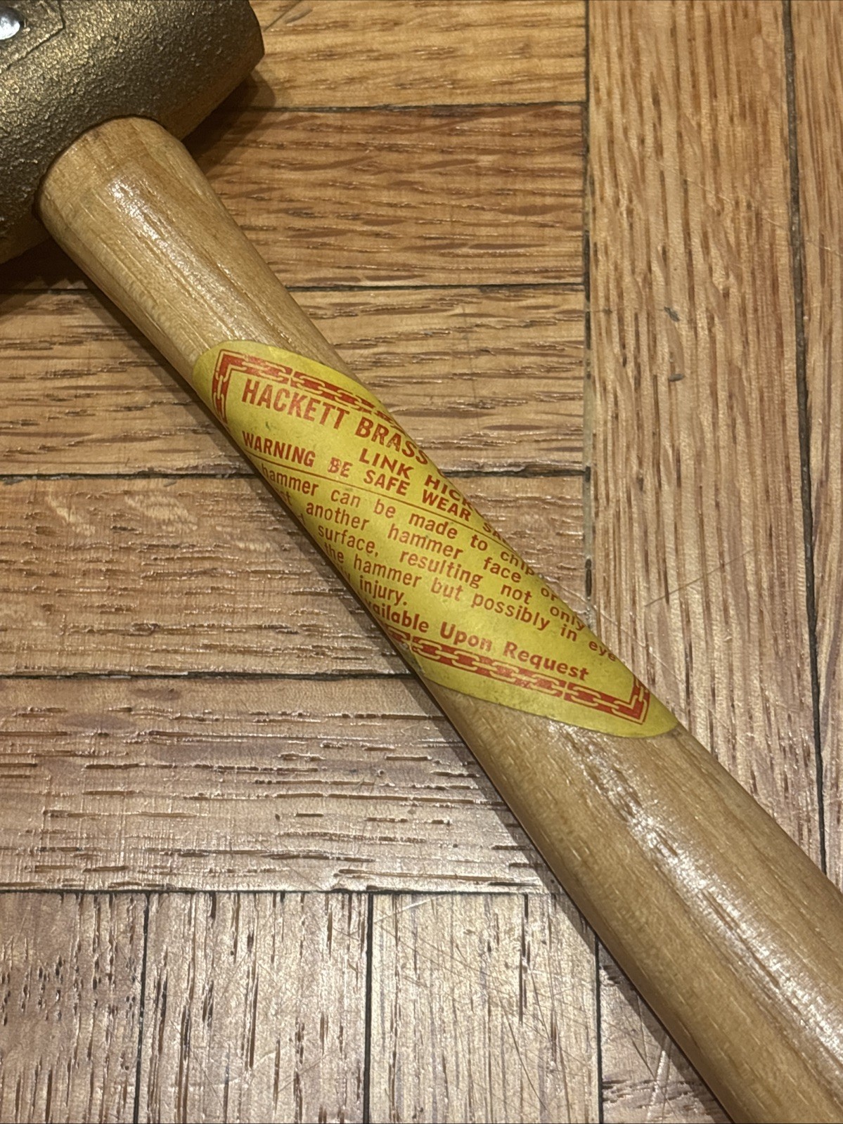 Hackett Brass Head Hammer - 2” Head Length - 10” Hickory Wood Handle