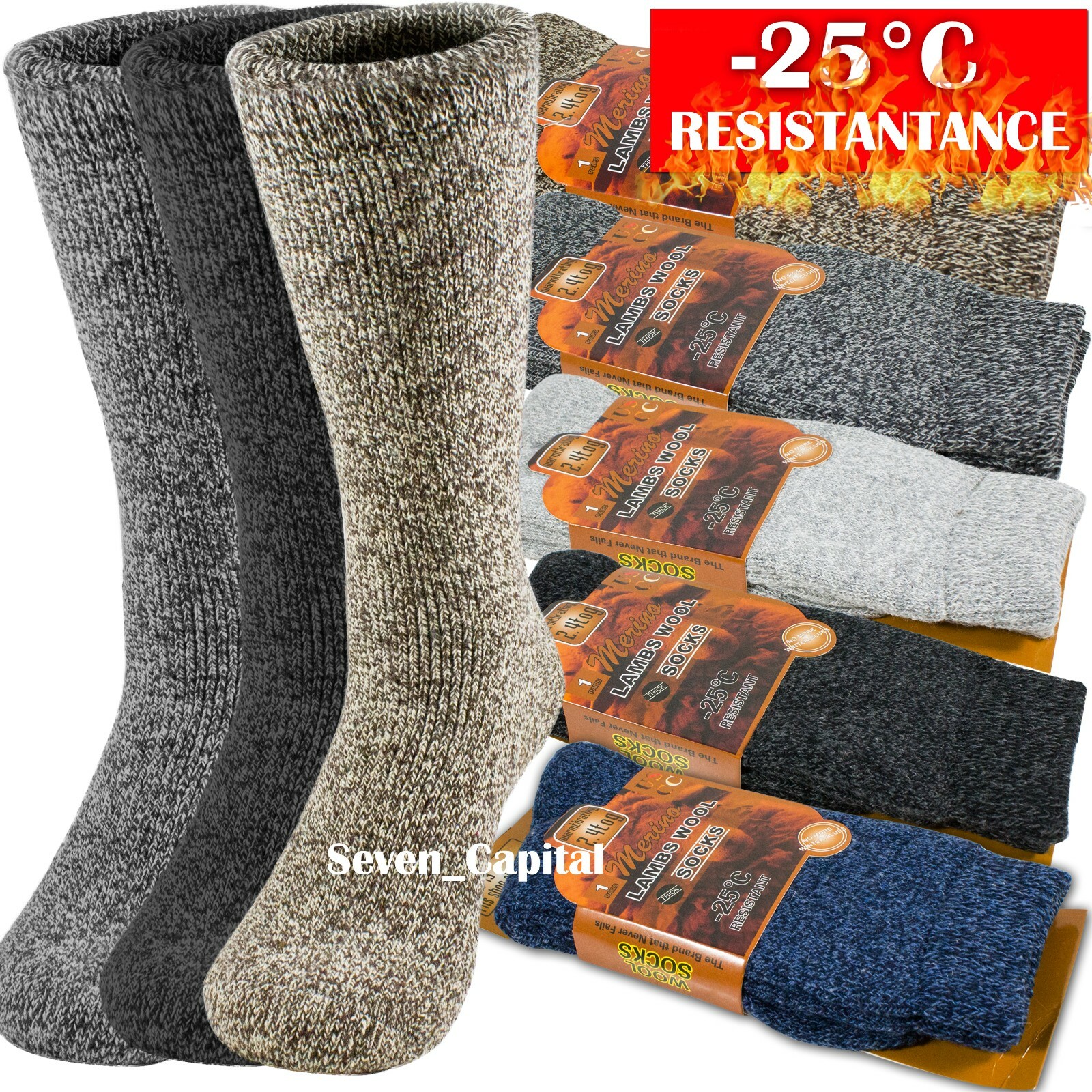 3 Pairs Mens Winter Heavy Duty Warm Thermal Merino Lambs Wool Boots Socks 10-13