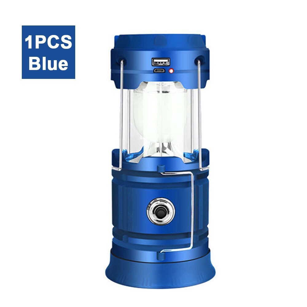 USB Solar Portable LED Flashlight Rechargeable Camping Tent Light Lantern Lamp