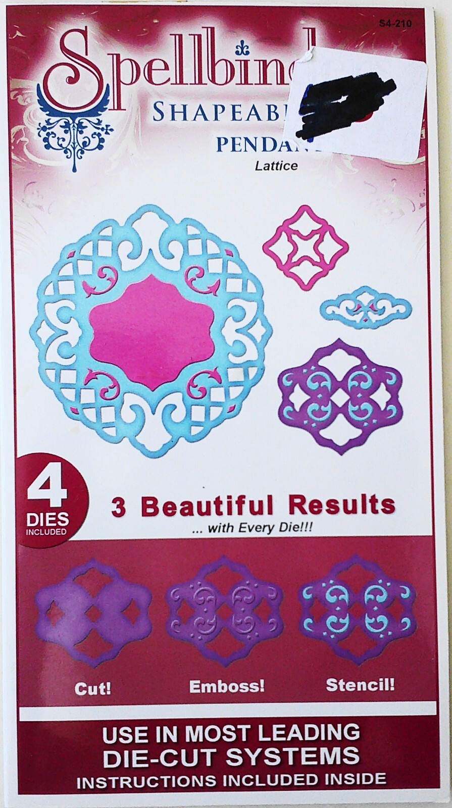 Spellbinders Shapeabilites Pendants Lattice 4 Dies New Sealed