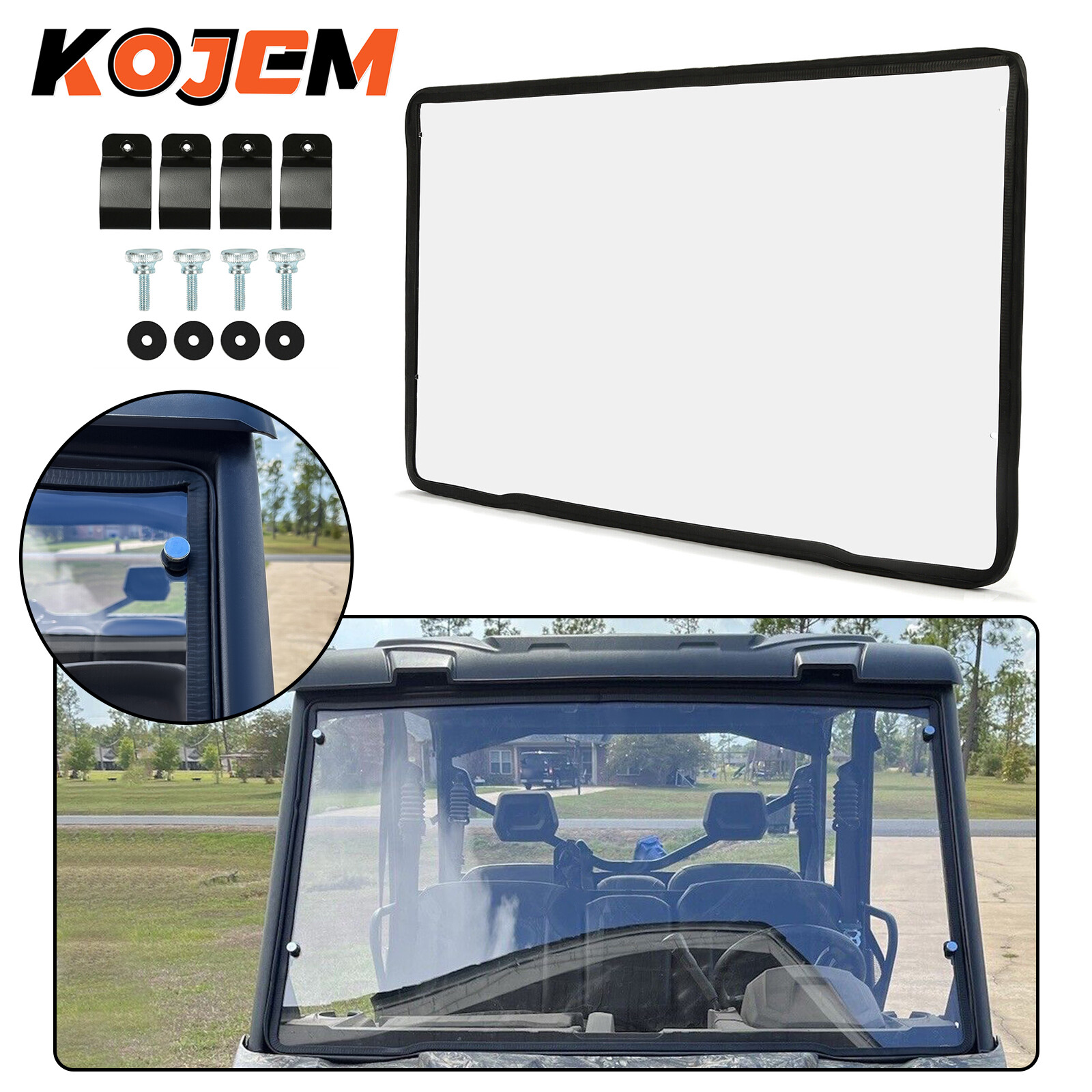 KOJEM Clear Full Front Full Windshield For Can am DEFENDER (2016+) HD5 HD8 HD10
