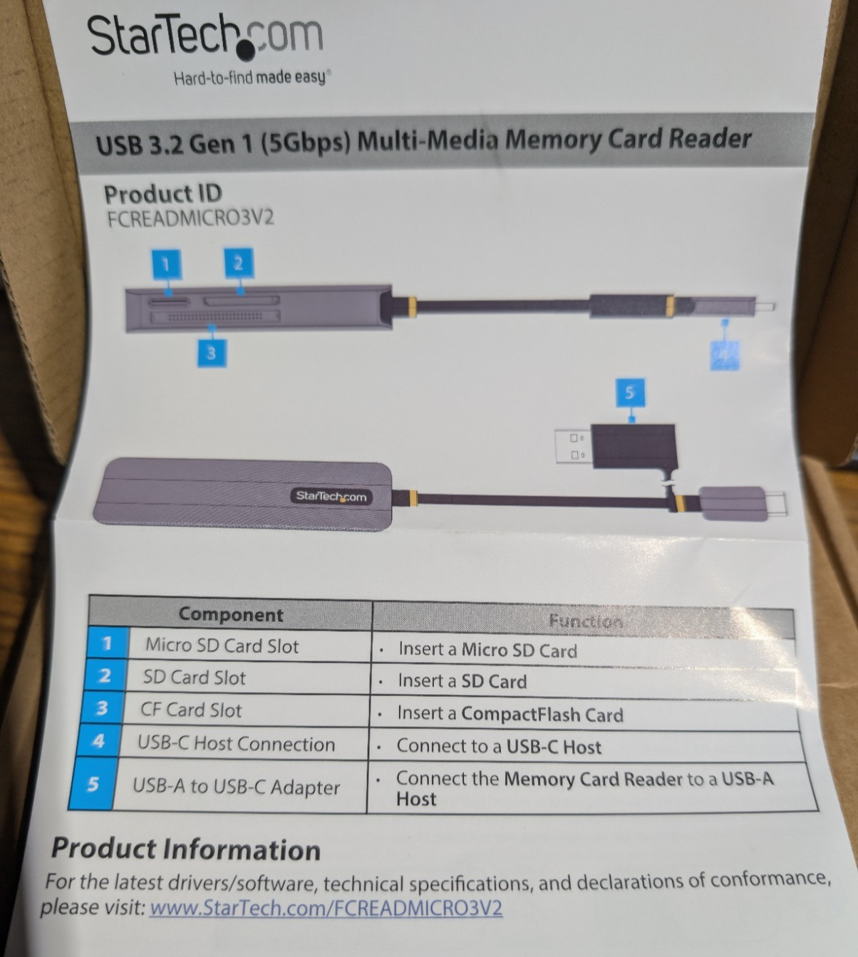 StarTech USB 3.0 Multi-Media Memory Card Reader (fcreadmicro3v2) #R50