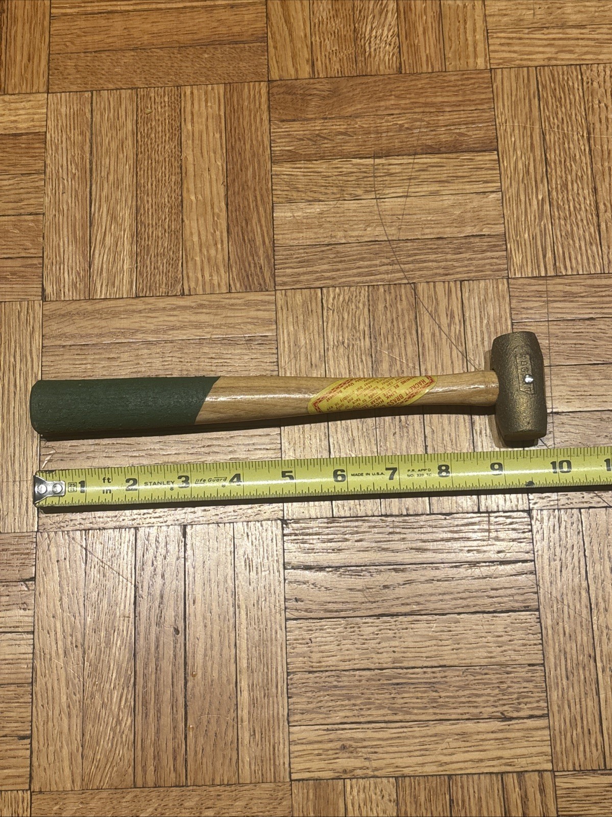 Hackett Brass Head Hammer - 2” Head Length - 10” Hickory Wood Handle