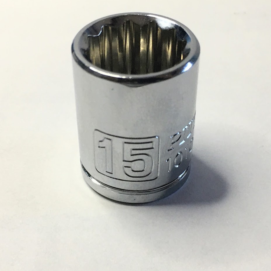 Pittsburgh   15 mm x 3/8" Dr  HI-VIZ Socket - 10106 - 12 Pt - Free USA Shipping