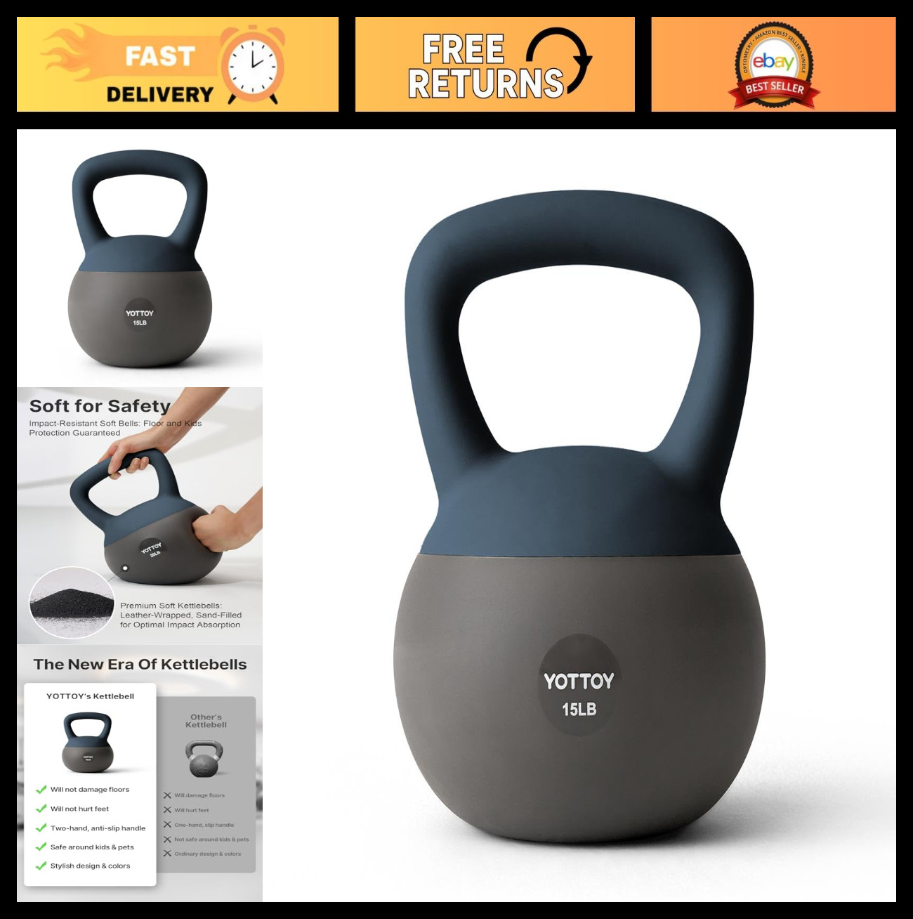 YOTTOY Soft Kettlebell, Set for Strength Training Kettlebells & Home Workouts