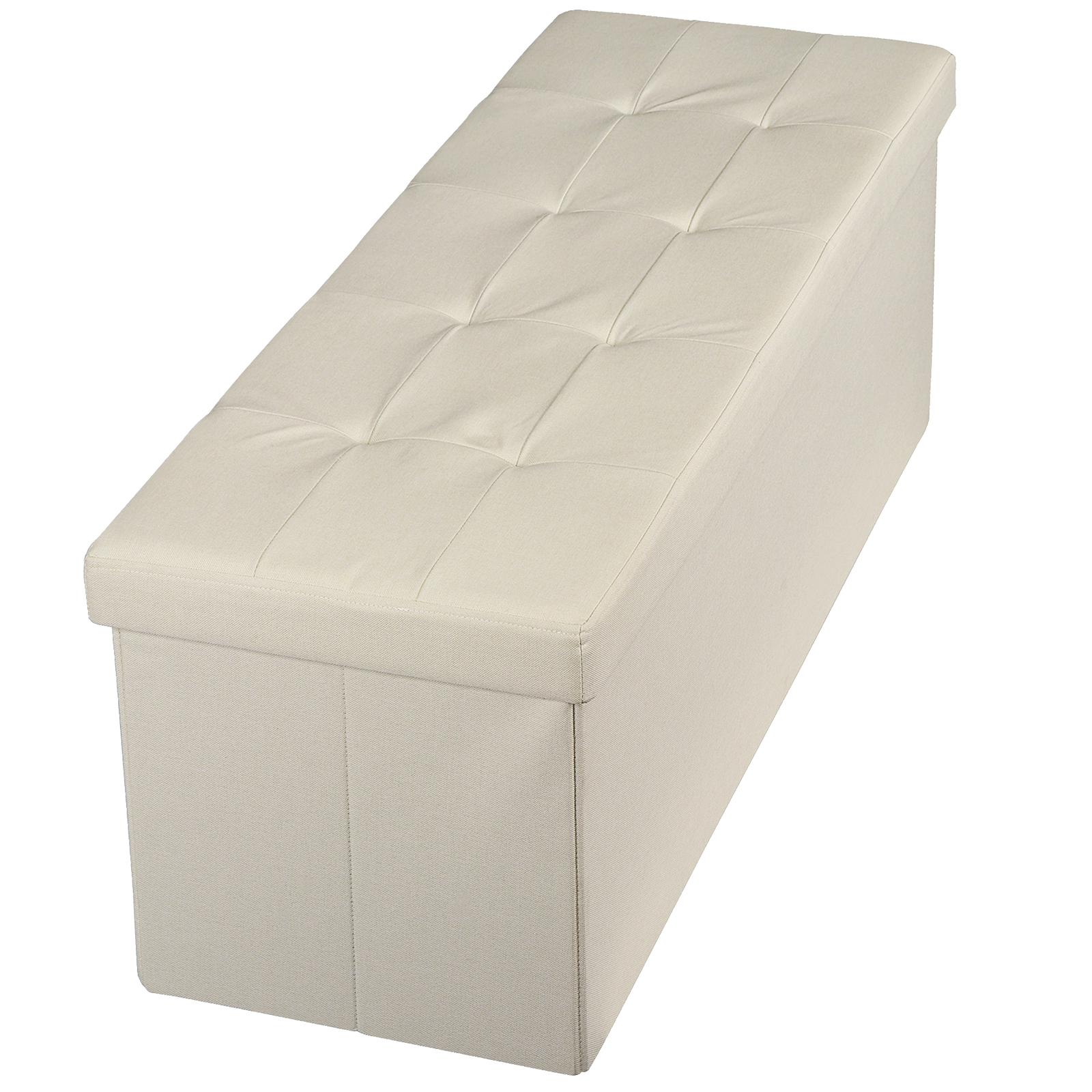 43" Long Beige Folable Storage Ottoman Bench Foot Stools Footrest Chest Cozy