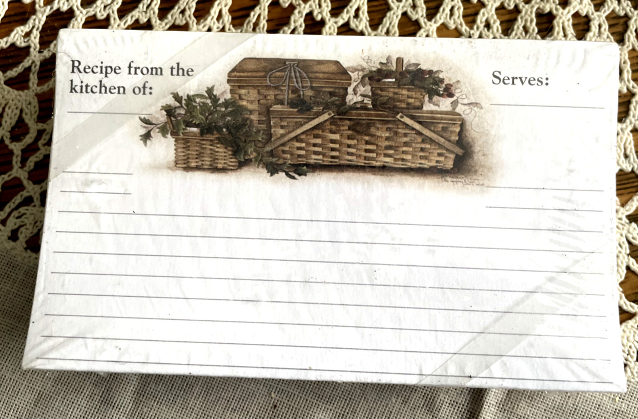 CREATIONS UNLIMITED PAT RICHTER RECIPE CARDS - 36 6"X5" CARDS - 4 BASKETS
