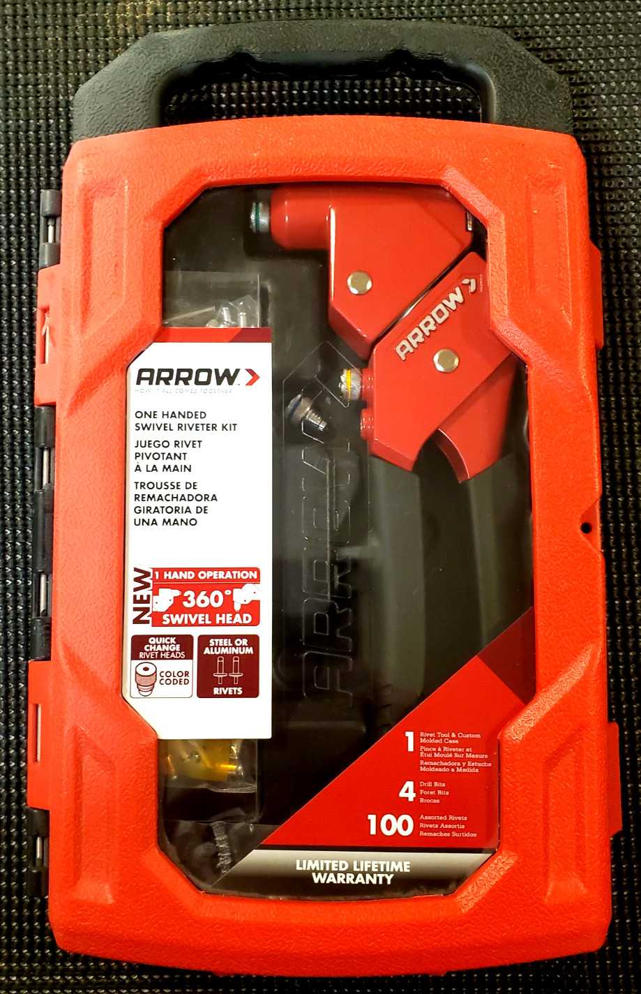 ARROW ONE-HANDED SWIVEL RIVETER KIT RT187SHK 360° SWIVEL HEAD