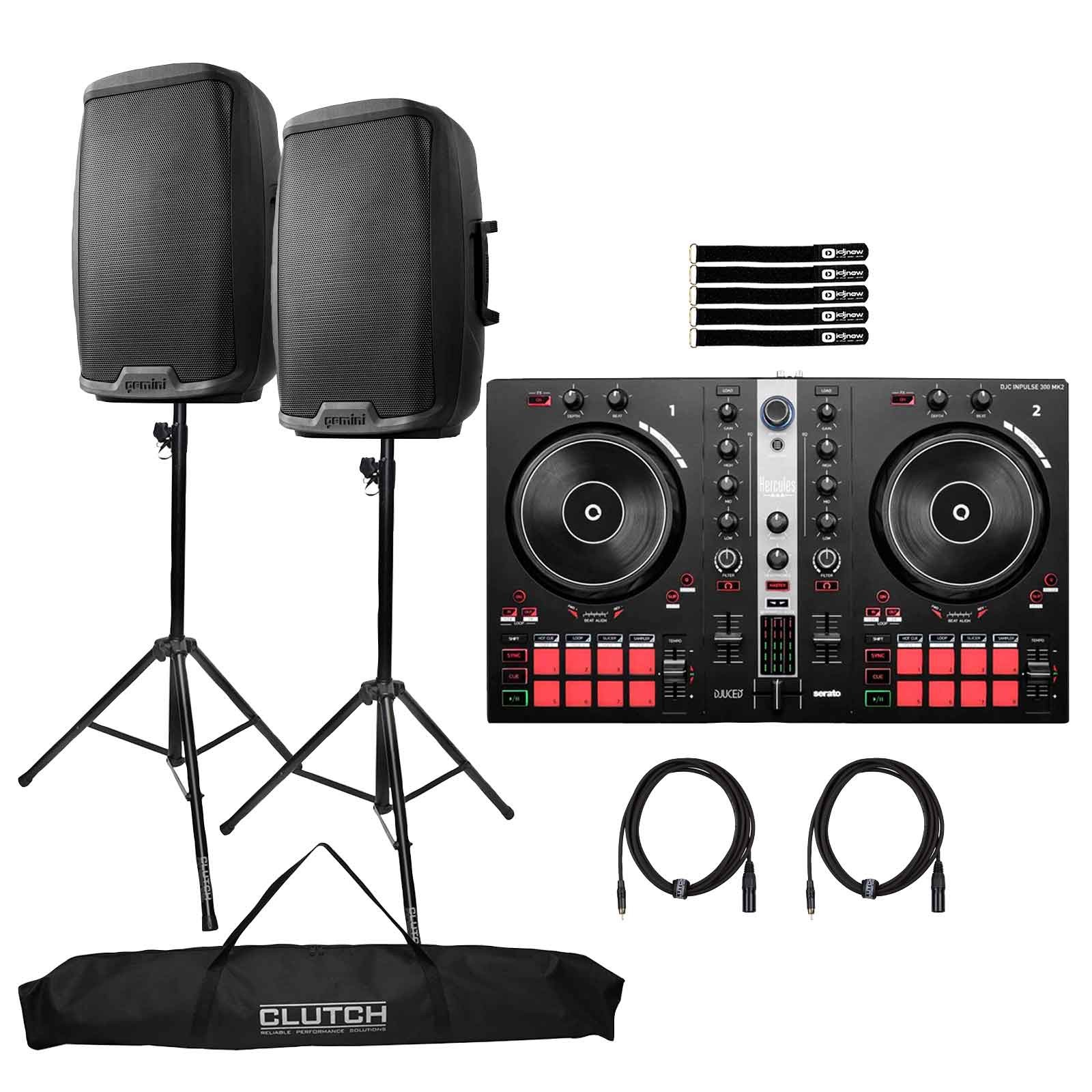 Hercules DJControl Inpulse 300 MK2 DJ Controller w 15" Speakers Package
