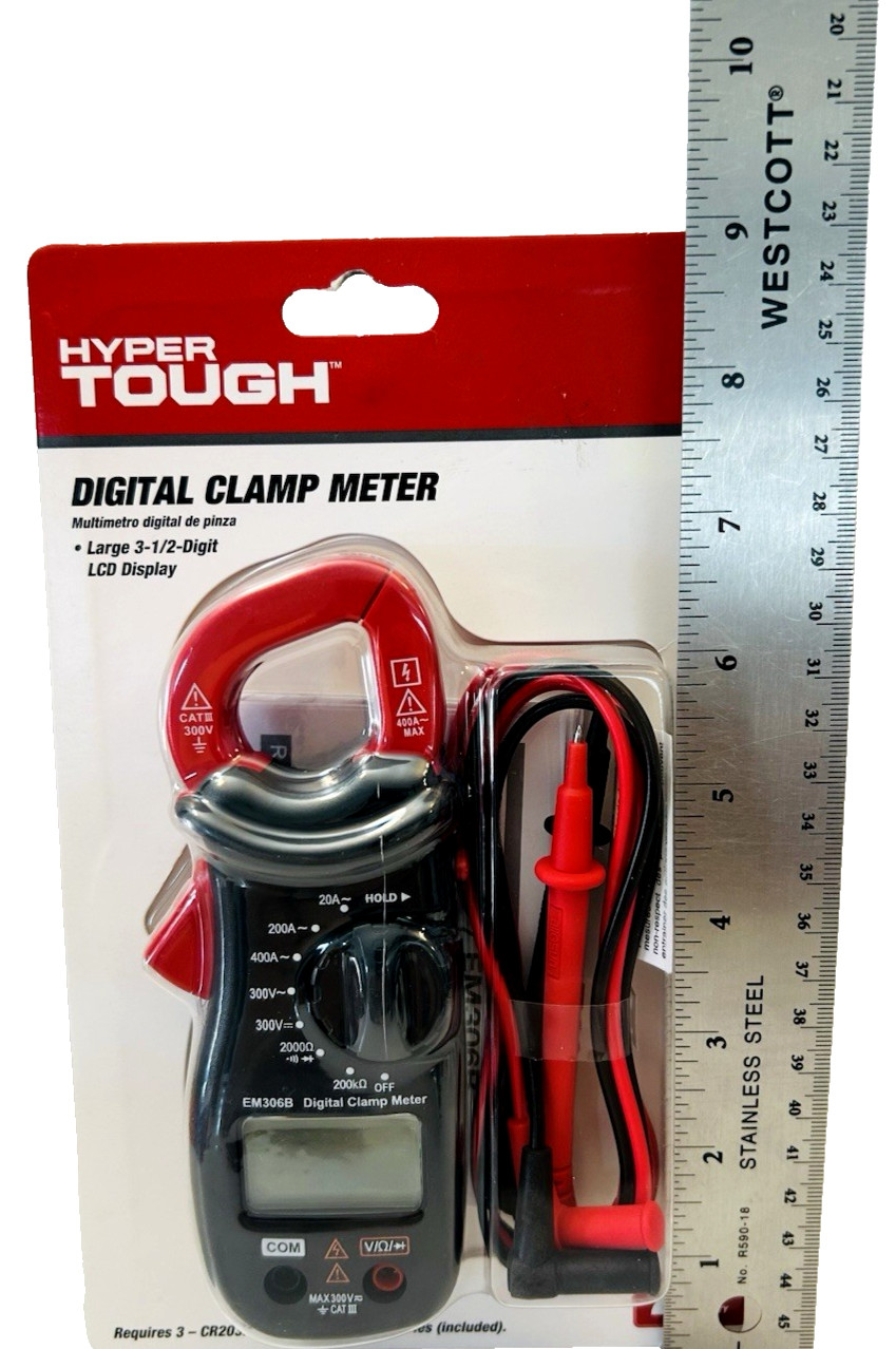 Hyper Tough Digital Clamp Meter Electrical Wire Current Tester with LCD Screen