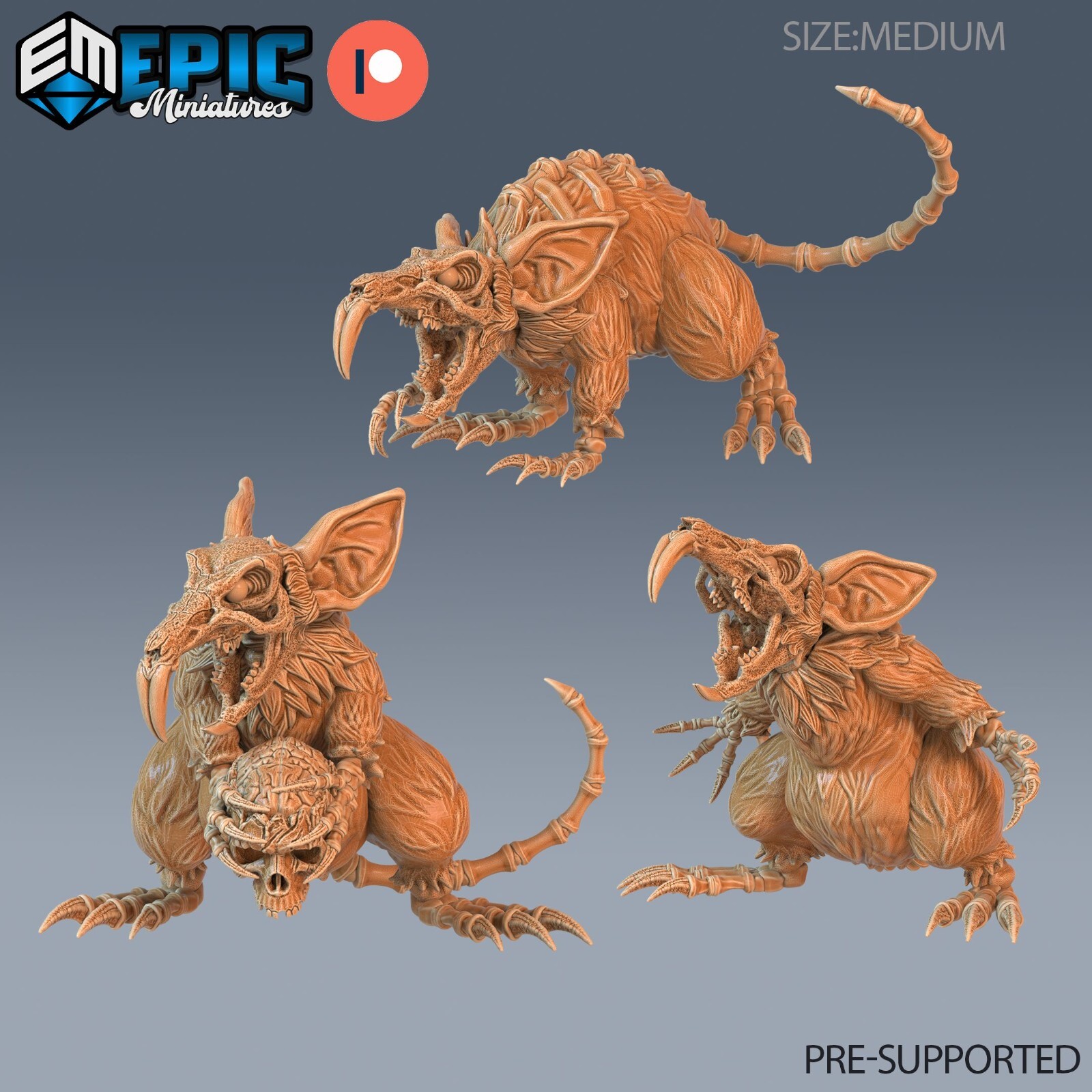 Giant Rat Revenant Dungeons and Dragons Miniature D&D, Fantasy Monster 28mm