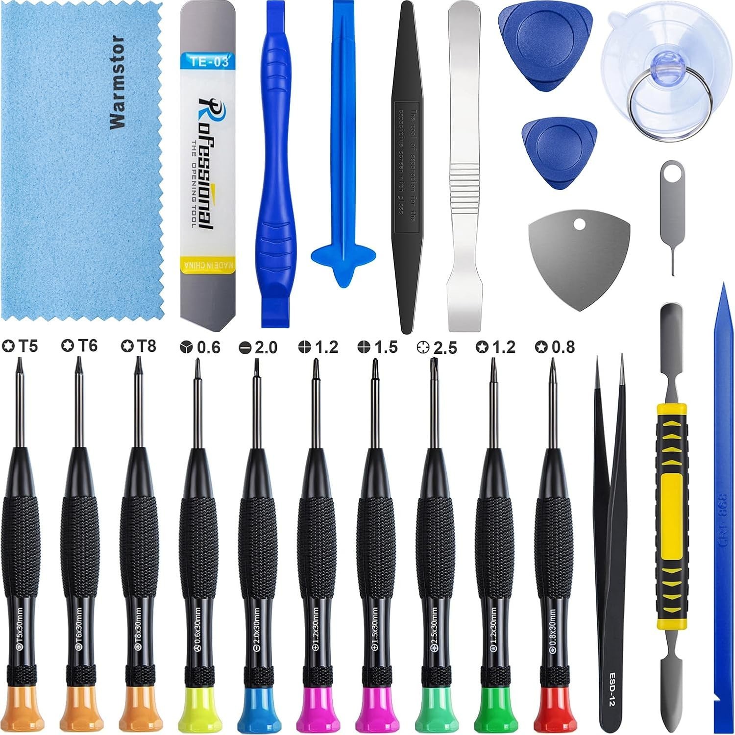 Repair Kit for iPhone 15 14 13 12 11 Pro Max/XS/XR/X/8 Plus/7/6,iPad Pro /24pcs/