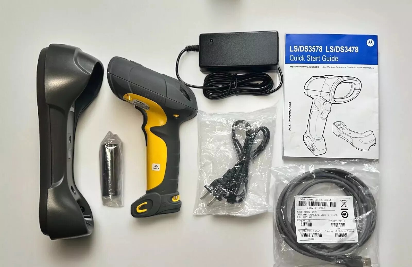 Zebra LS3578-FZ20005WR Wireless Bluetooth1D Laser Barcode Scanner w/ Cradle!