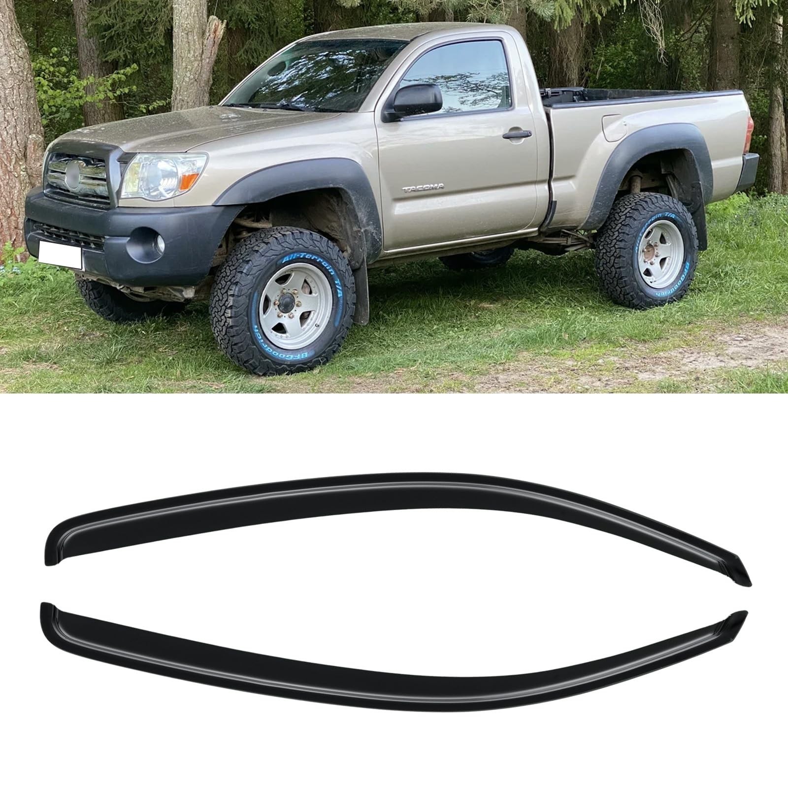 Window Visor for 2005-2015 Toyota Tacoma Standard/Regular Cab 2 Door, Out-Cha...
