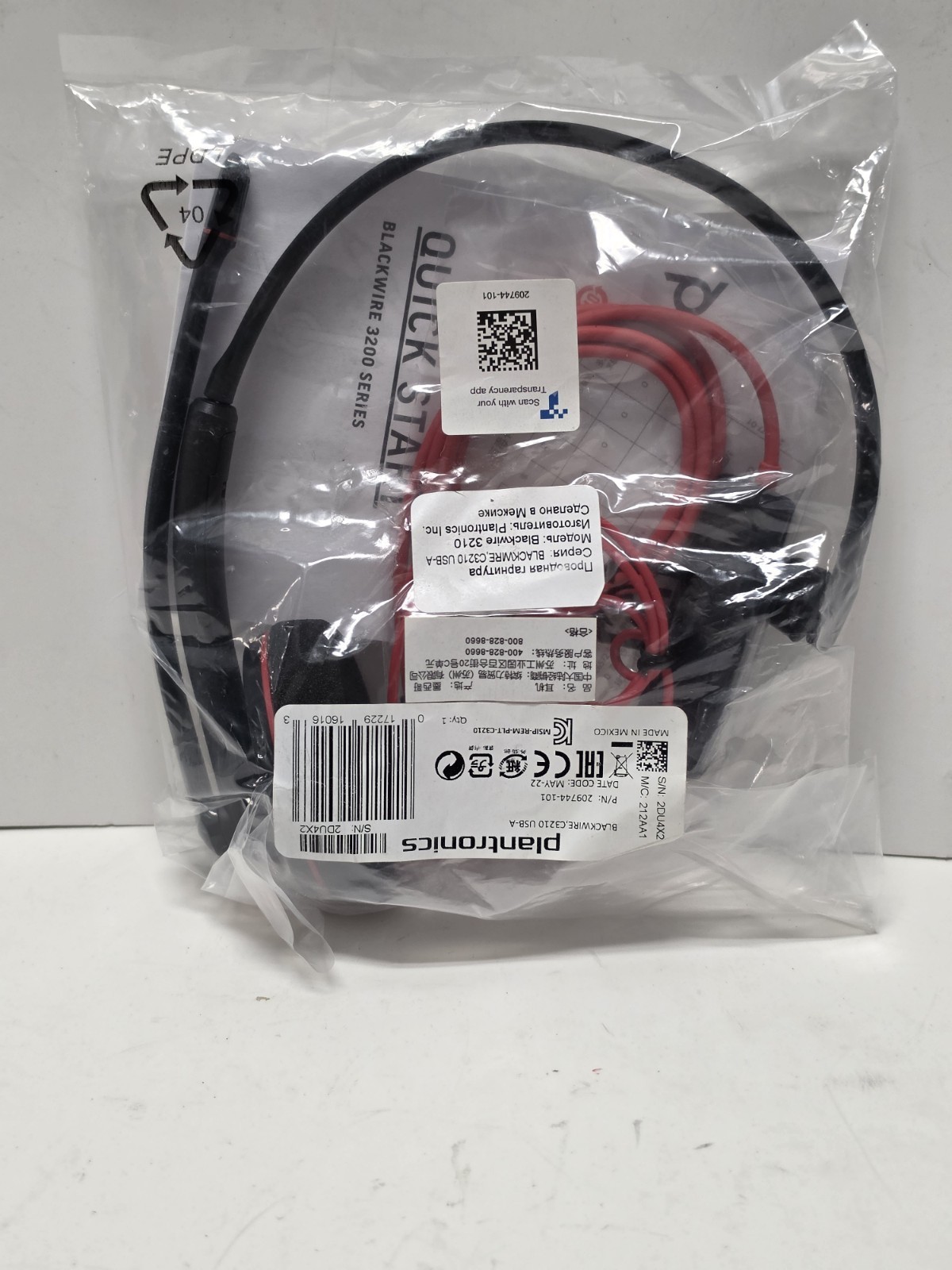 Plantronics Blackwire C3210 On-Ear Mono USB-C Headset - Black