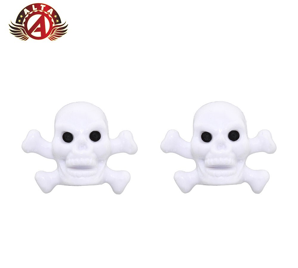 ALTA+ SKULL WITH BONES VALVE CAPS IN WHITE USED FOR SCHRADER VALVE