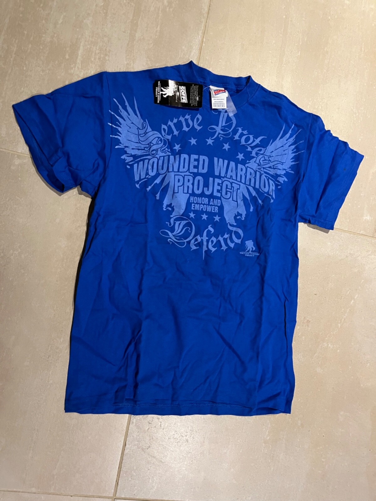 WOUNDED WARRIOR PROJECT TSHIRT,NOS,MEDIUM,ROYAL BLUE,100% cotton ,silk screen