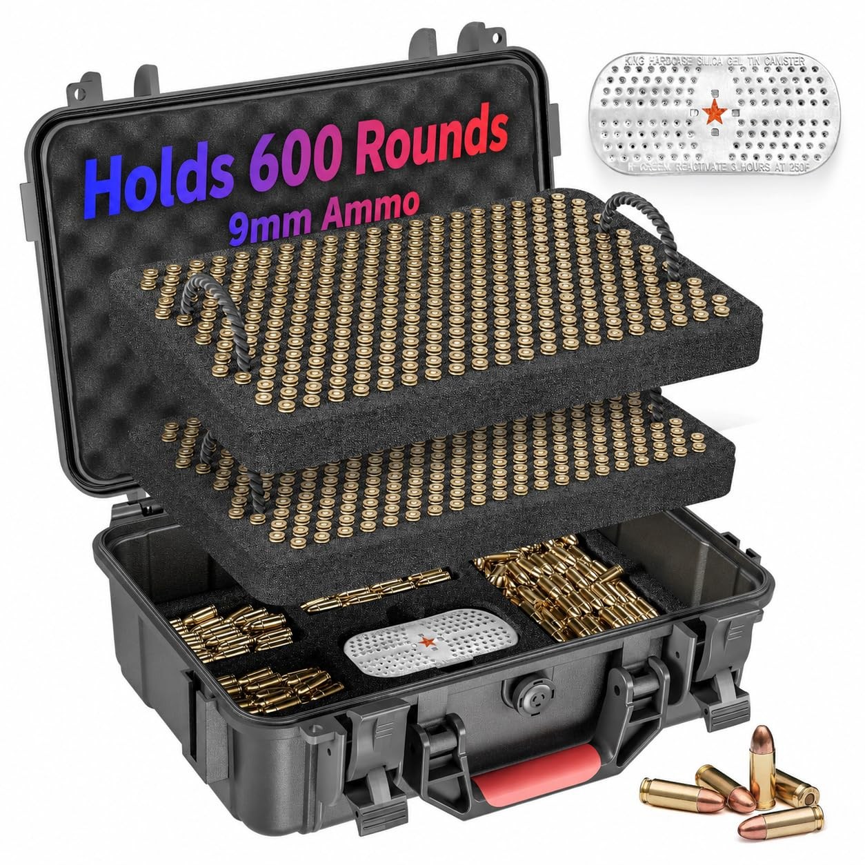 Kinghardcase 600-700 Round Ammo Storage Case - 600 Round, Black-600Round
