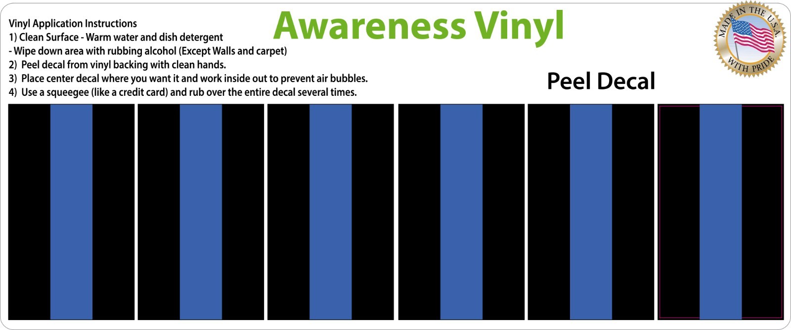 6 Pack 1.5" REFLECTIVE THIN BLUE LINE License Plate Decal Sticker Police Trooper