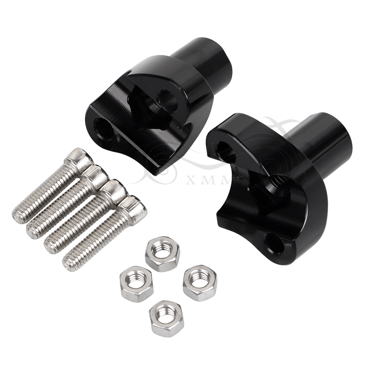 Black 1" Handlebar 2” Risers For Harley Dyna Street Bob Softail Sportster XL 883