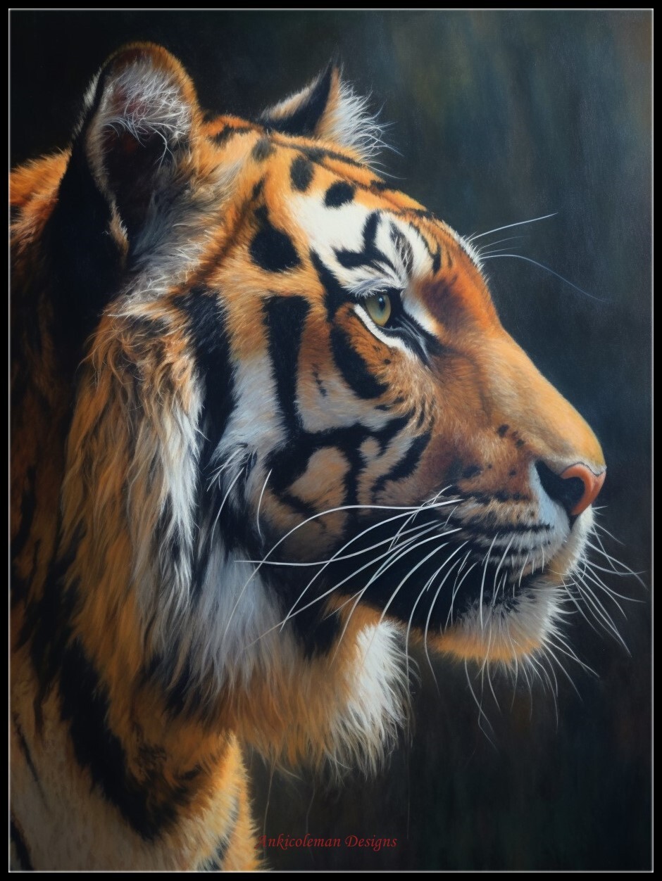 Portrait of Tiger 5 - Chart Counted Cross Stitch Patterns Needlework DMC Color