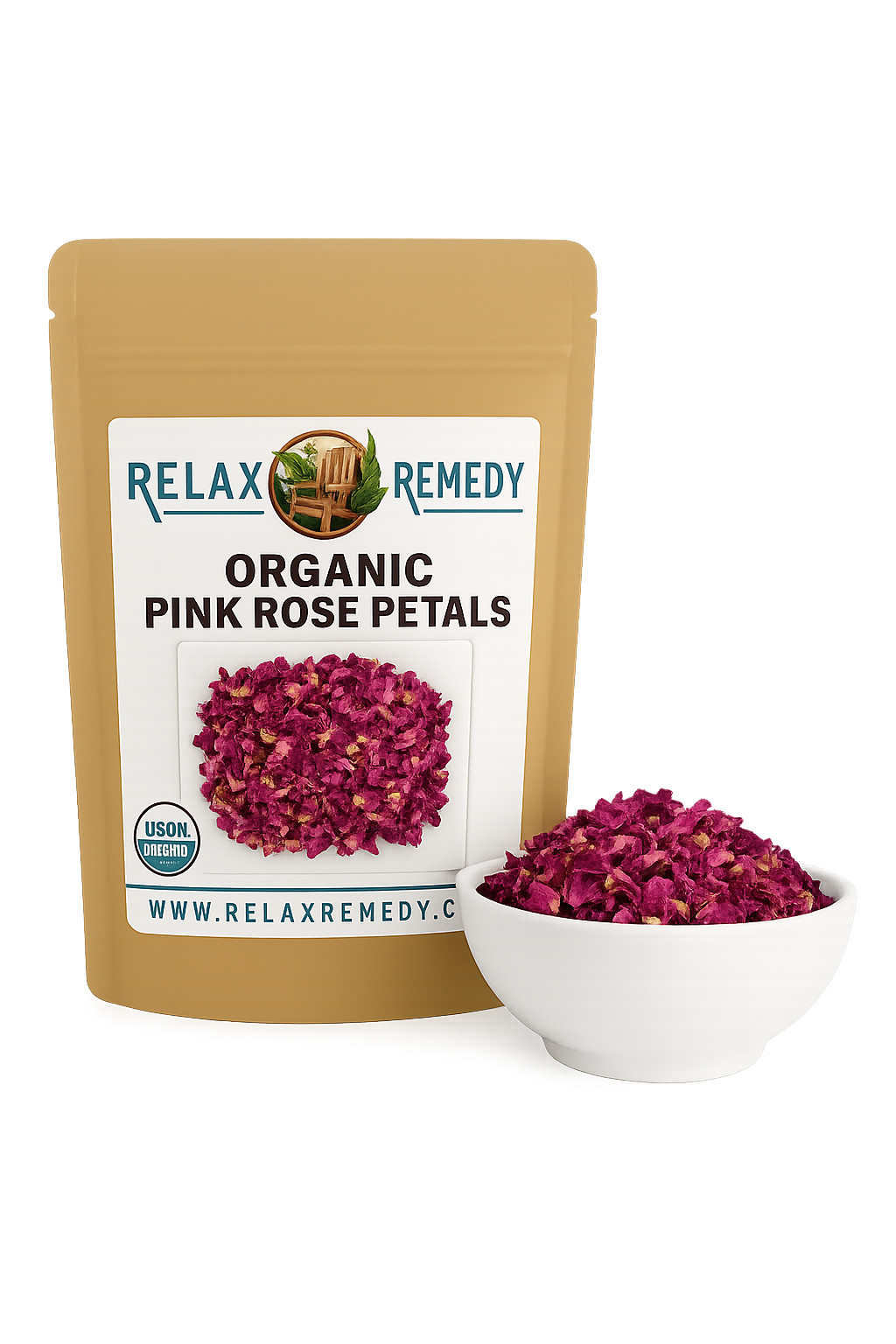 Organic Pink Rose Petals - 100% Pure, Non-GMO Rosa Cantina, Calming & Skin Herb