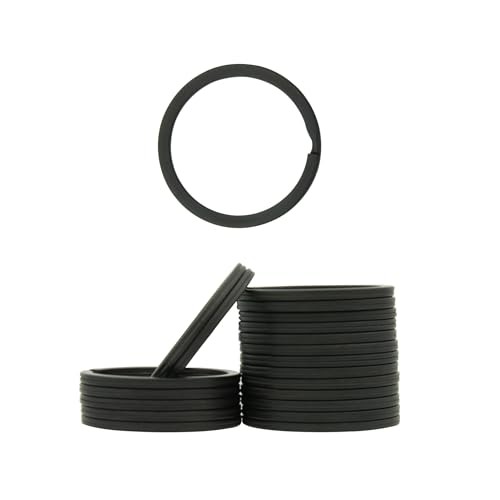 20 Pack Key Ring Keychain 1-3/8 Inch Outter Dia: 1.38 Inch(35mm) Black 20pcs