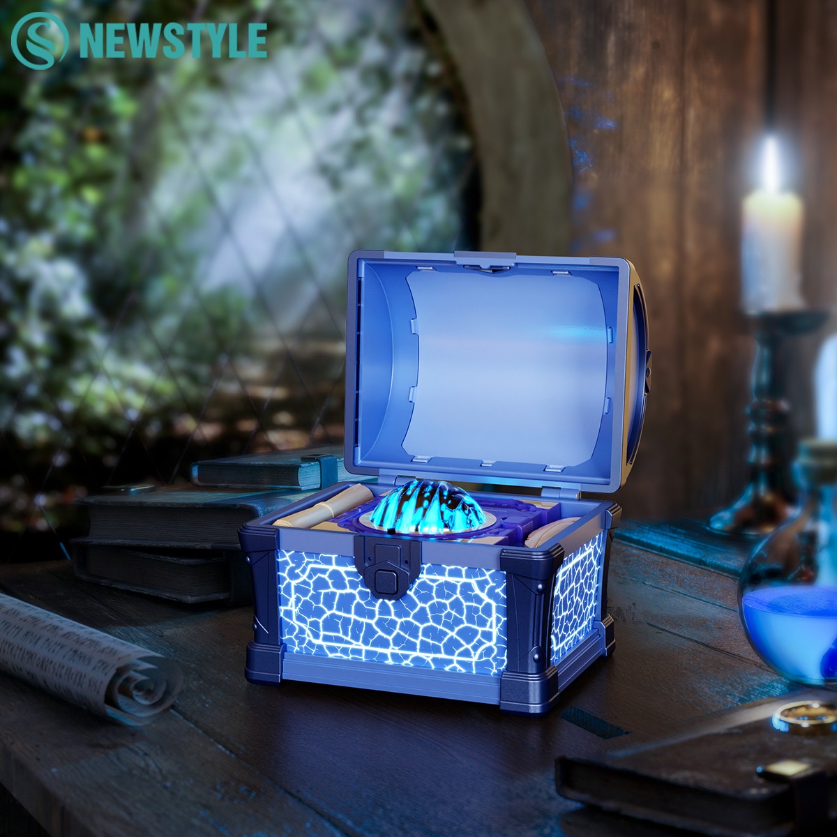 Treasure Chest Projector Night Light Bluetooth Speaker Galaxy Aurora Projection