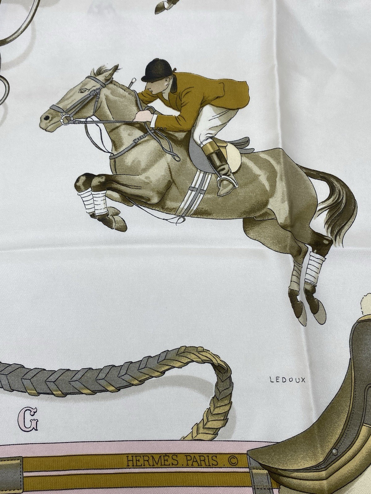 Hermes Silk Scarf Jumping Carre 90 Philippe Ledoux Pink